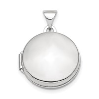 Sterling Silver Rhodium-plated Polished Domed 16mm Round Locket view 1