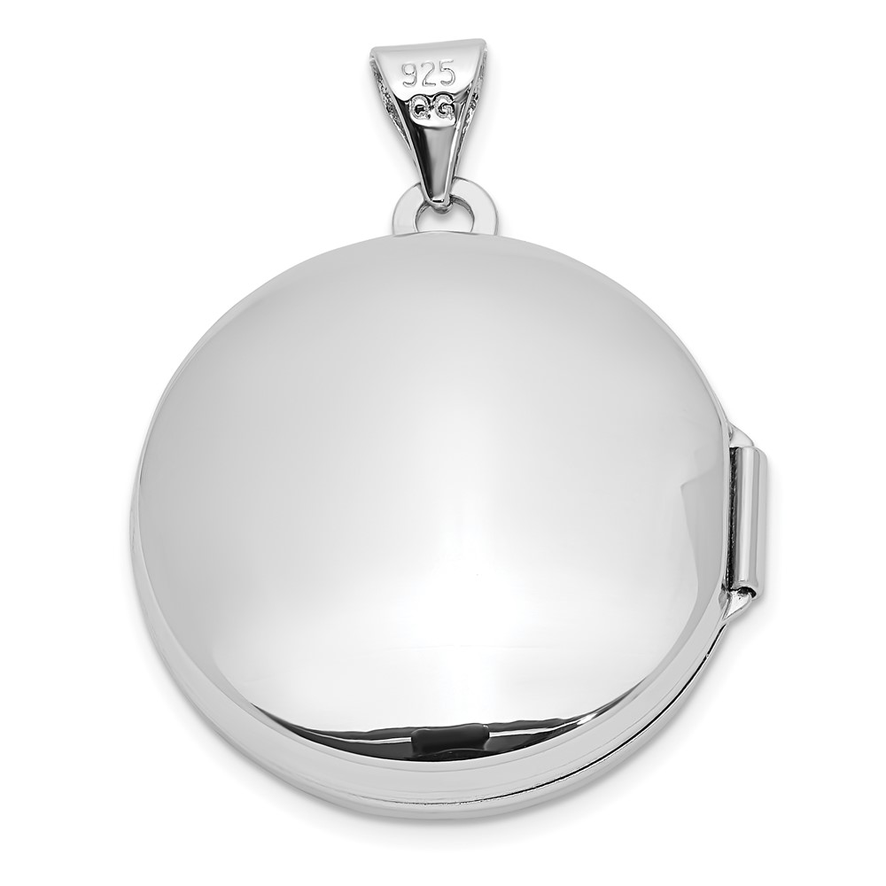 Sterling Silver Rhodium-plated Polished Domed 20mm Round Locket (QLS841)