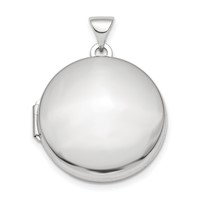 Sterling Silver Rhodium-plated Polished Domed 20mm Round Locket view 1