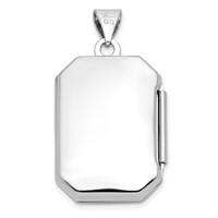 Sterling Silver Rhodium-plated Polished Fancy Scroll 21x 15mm Octagonal Locket view 3