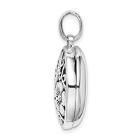 Sterling Silver Antiqued Floral Filigree Top 21mm Locket Pendant view 2
