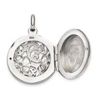 Sterling Silver Antiqued Floral Filigree Top 21mm Locket Pendant view 4