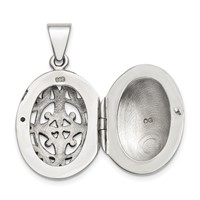Sterling Silver Polished Vintage Filigree 22mm Oval Locket view 4