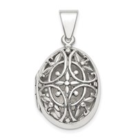Sterling Silver Polished Vintage Filigree 22mm Oval Locket view 1