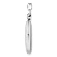 Sterling Silver Rhodium-plated Diamond Star and Bail Scalloped Border 26mm Oval Locket view 2