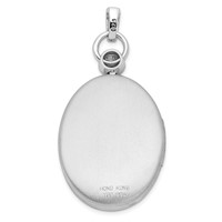 Sterling Silver Rhodium-plated Diamond Star and Bail Scalloped Border 26mm Oval Locket view 3