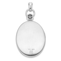 Sterling Silver Rhodium-plated 26mm Oval Diamond Accent Satin Locket view 3