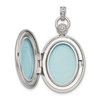 Sterling Silver Rhodium-plated 26mm Oval Diamond Accent Satin Locket view 4