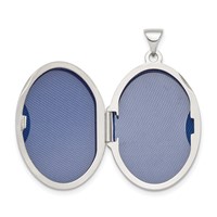 Sterling Silver Rhodium-plated Floral Swirl Reversible Same on Back 26mm Oval Locket view 4