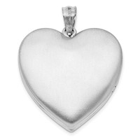 Sterling Silver Rhodium-plated Polished Front Satin Back Plain 24mm Ash Holder Heart Locket view 3