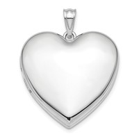 Sterling Silver Rhodium-plated Polished Front Satin Back Plain 24mm Ash Holder Heart Locket view 1