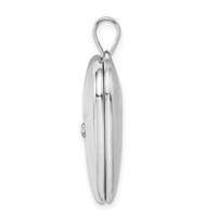 Sterling Silver Rhodium-plated Polished Front Satin Back Diamond Star 24mm Ash Holder Heart Locket view 2