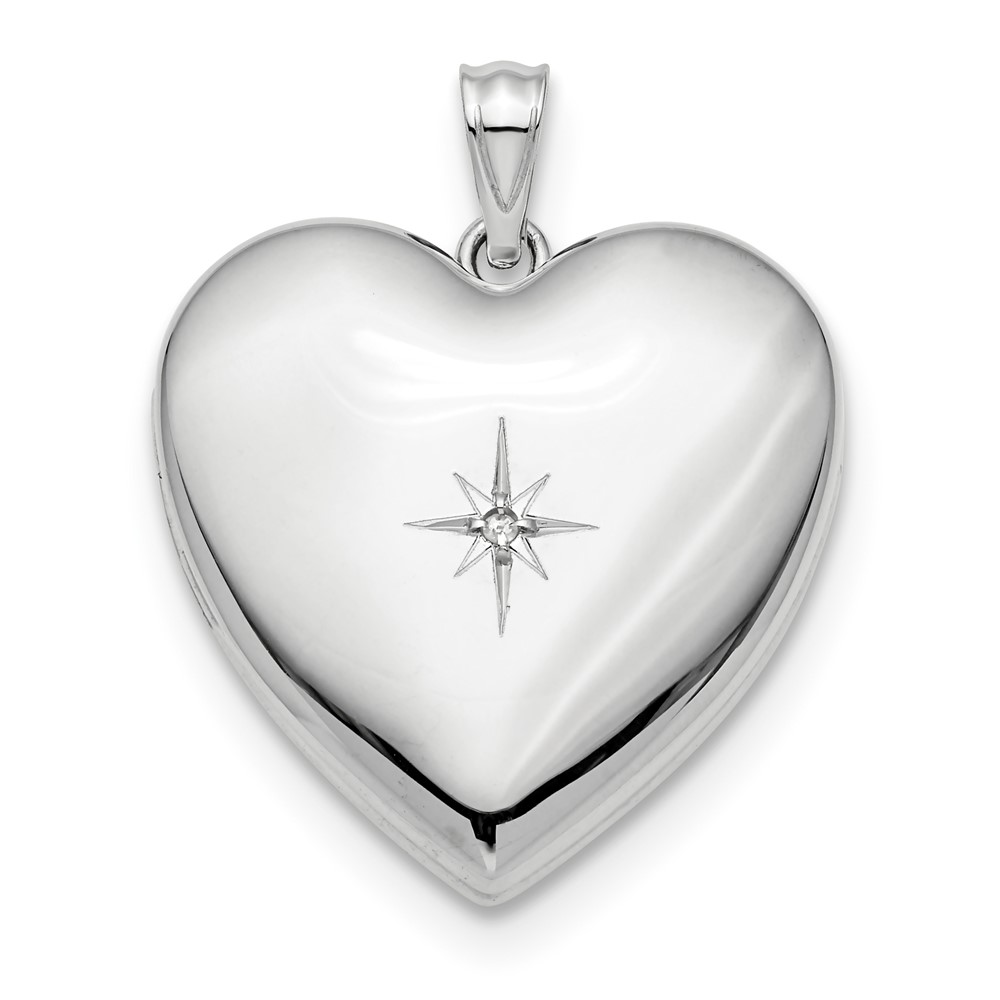 Sterling Silver Rhodium-plated 24mm with Dia. Star Design Ash Holder Heart