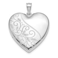 Sterling Silver Rhodium-plated Polished Front Satin Back Scrolled 24mm Ash Holder Heart Locket view 1