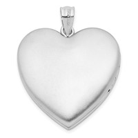 Sterling Silver Rhodium-plated Polished and Satin in Memory 24mm Ash Holder Heart Locket view 3