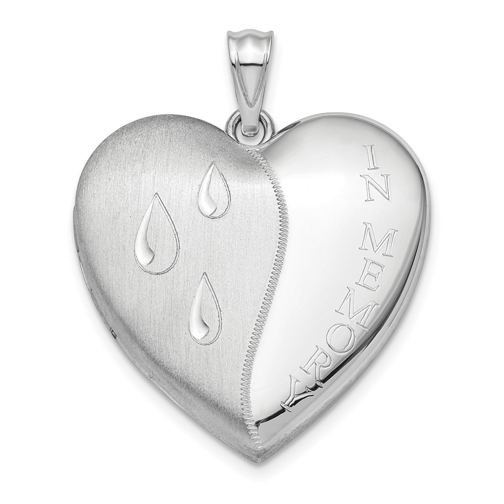 Sterling Silver Rhodium-plated 24mm Memory Ash Holder Heart Locket