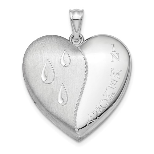 Sterling Silver Rhodium-plated Polished and Satin in Memory 24mm Ash Holder Heart Locket