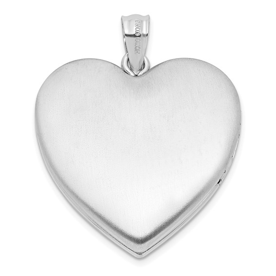 Sterling Silver Diamond-cut Cross Heart Locket