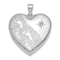 Sterling Silver Rhodium-plated Diamond-cut Footprints 24mm Ash Holder Heart Locket view 1