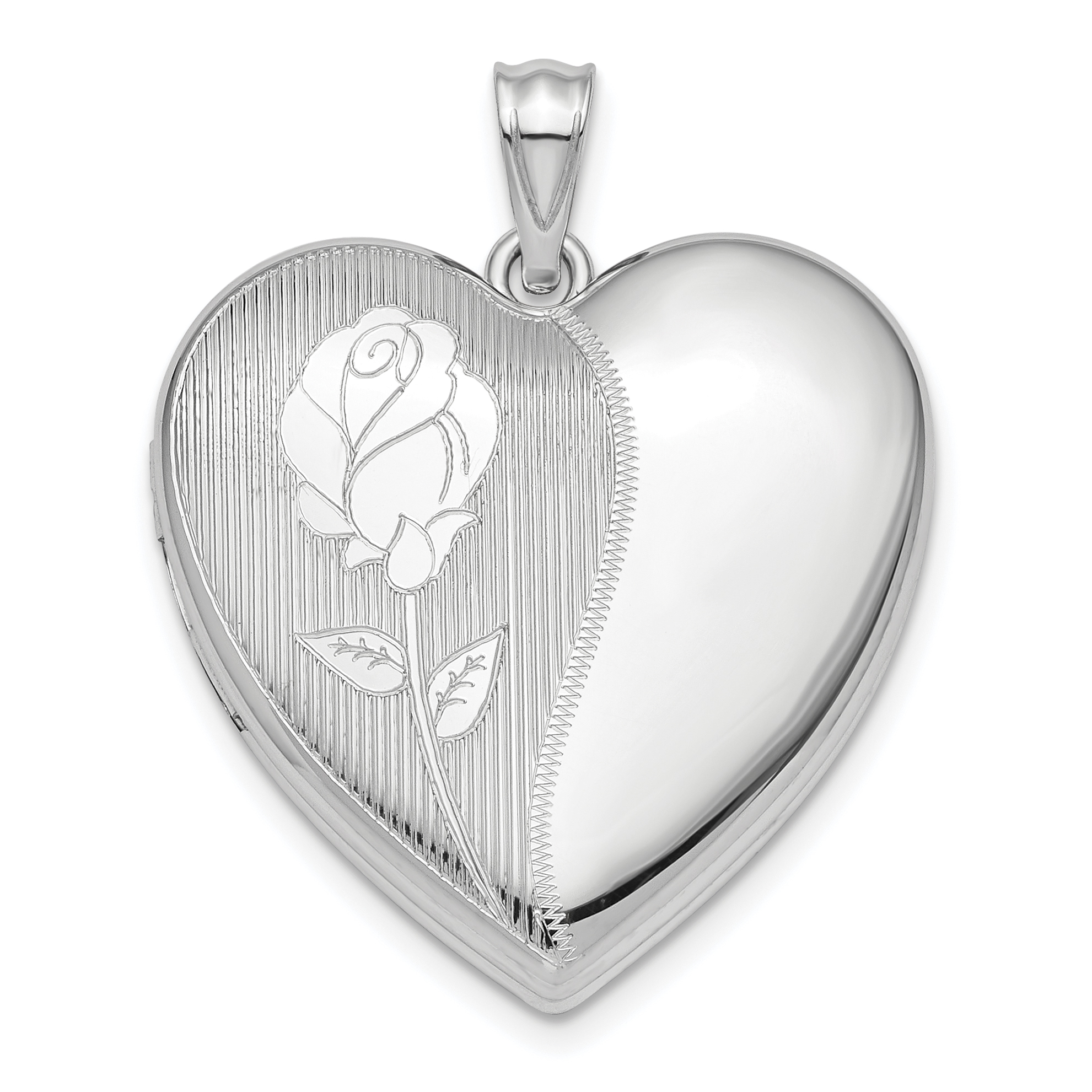 Sterling Silver Rhodium-plated Flower Ash Holder Heart Locket (QLS876)