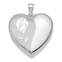 Sterling Silver Rhodium-plated Satin Flower 24mm Ash Holder Heart Locket view 1