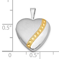 Sterling Silver Gold-tone Polished & Satin 16mm Heart Locket view 5