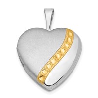 Sterling Silver Gold-tone Polished & Satin 16mm Heart Locket view 1