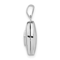 Sterling Silver Rhodium-plated Polished Cross 16mm Oval Locket view 2