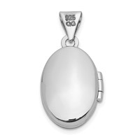 Sterling Silver Rhodium-plated Polished Cross 16mm Oval Locket view 4