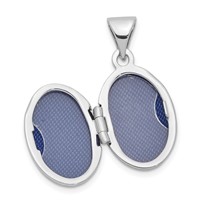 Sterling Silver Rhodium-plated Polished Cross 16mm Oval Locket view 3