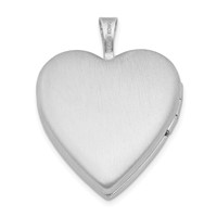 Sterling Silver 20mm Vibrant Crystal Brushed & Polished Heart Locket view 3