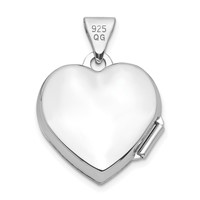 Sterling Silver Rhodium-plated Polished 15mm Heart Locket view 3
