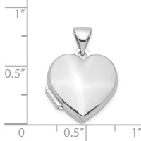 Sterling Silver Rhodium-plated Polished 15mm Heart Locket view 4