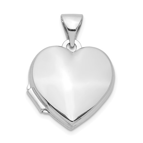 Sterling Silver Rhodium-plated Polished 15mm Heart Locket