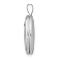 Sterling Silver Rhodium-plated Satin Diamond-cut Angel Wings Diamond Star 19mm Oval Locket view 2