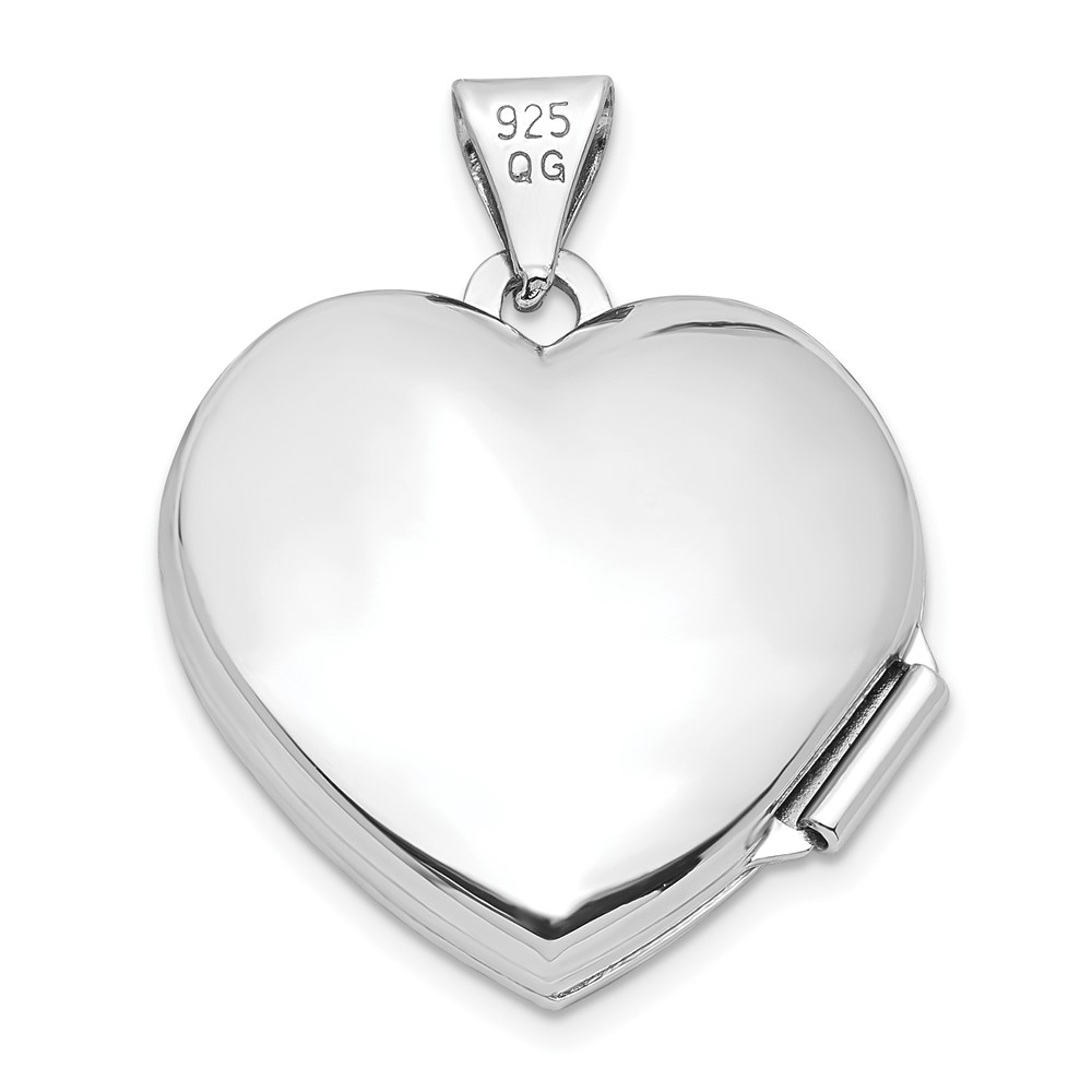 Sterling Silver Rhodium-plated Polished 18mm Heart Locket (QLS90)
