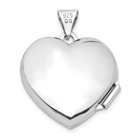 Sterling Silver Rhodium-plated Polished 18mm Heart Locket view 3