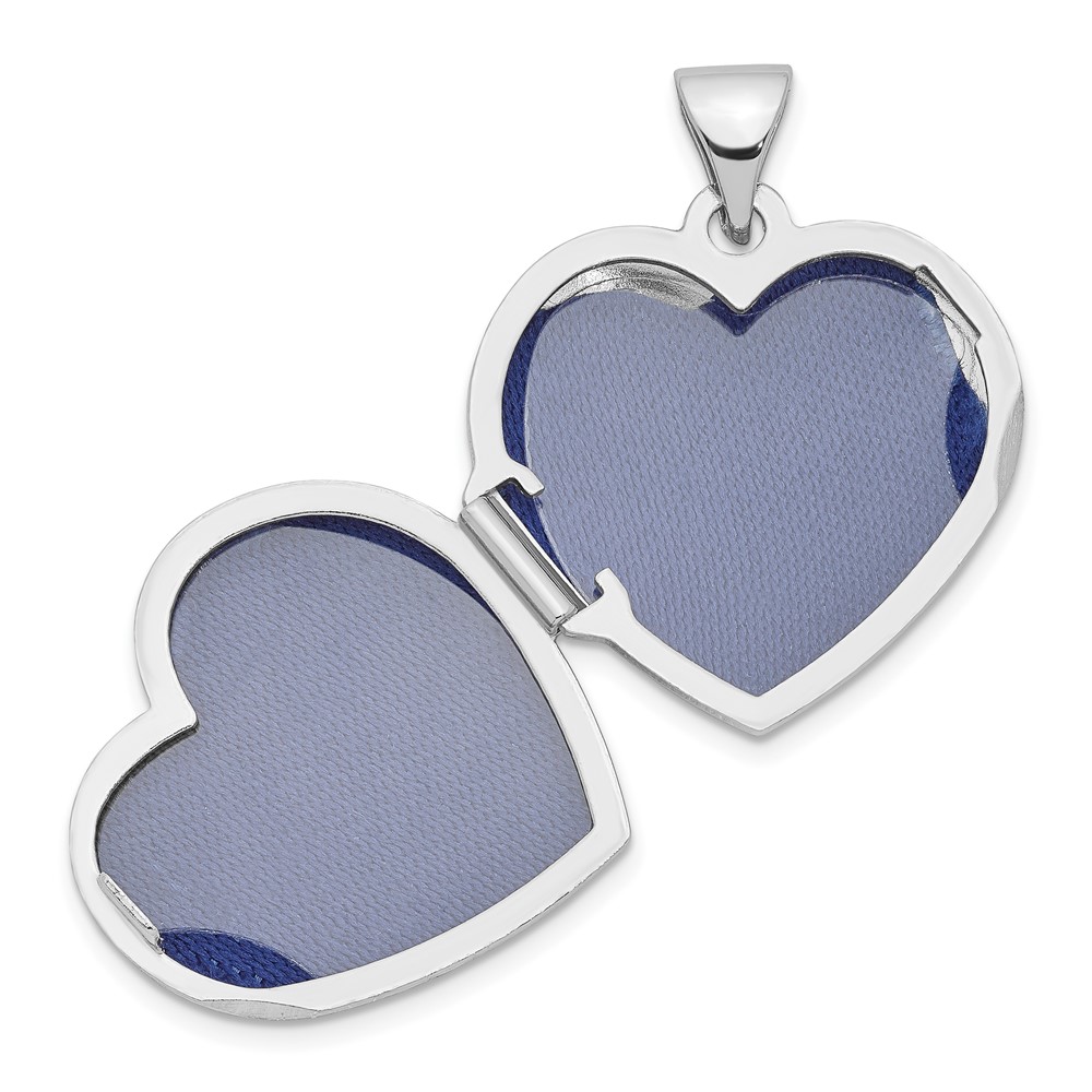 Sterling Silver Rhodium-plated Polished 18mm Heart Locket (QLS90)