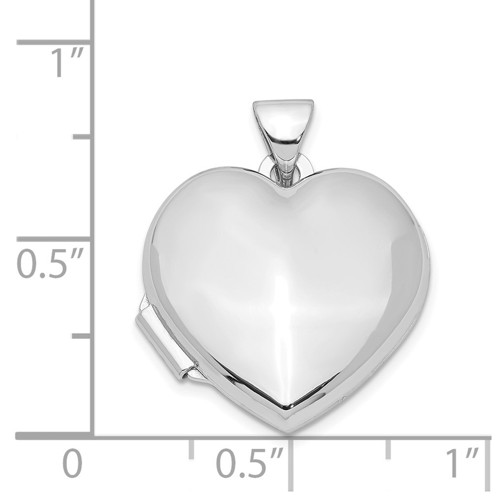 Sterling Silver Rhodium-plated Polished 18mm Heart Locket (QLS90)