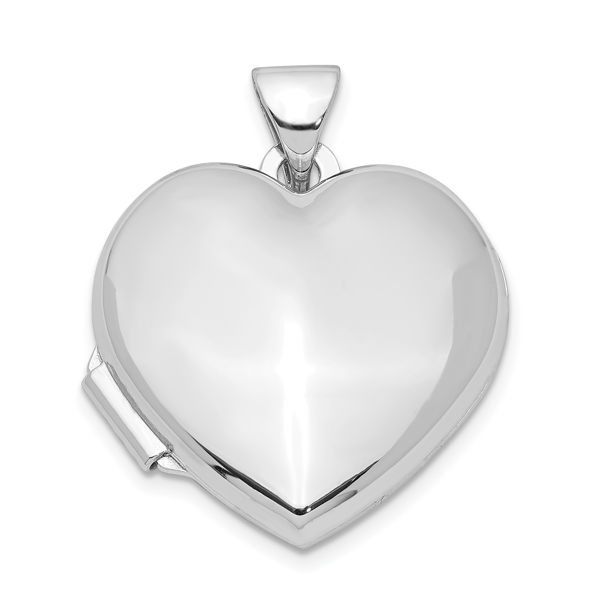 Sterling Silver Rhodium-plated Polished 18mm Heart Locket (QLS90)