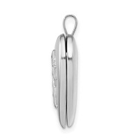 Sterling Silver Platinum-plated Polished & Satin Cross Heart Locket view 2