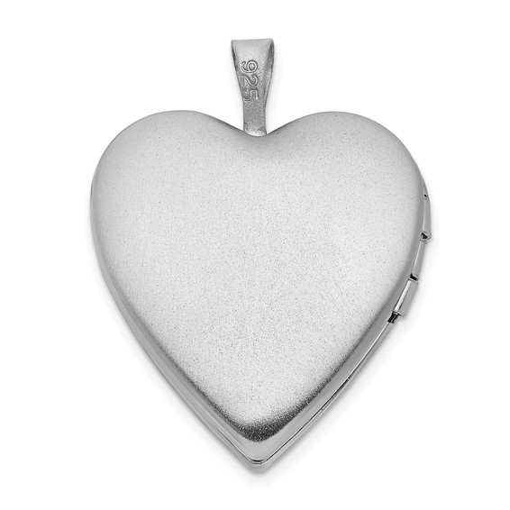 Sterling Silver Platinum-plated Polished & Satin Cross Heart Locket