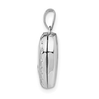 Sterling Silver Rhodium-plated Floral 15mm Heart Locket view 2