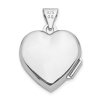 Sterling Silver Rhodium-plated Floral 15mm Heart Locket view 3