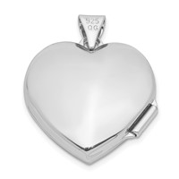 Sterling Silver Rhodium-plated Textured 18mm Floral Heart Locket view 3