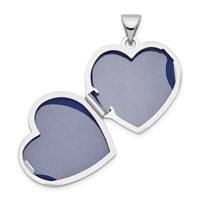 Sterling Silver Rhodium-plated Textured 18mm Floral Heart Locket view 4