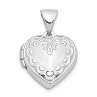 Sterling Silver Rhodium-plated 13mm Heart Locket view 1