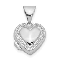 Sterling Silver Rhodium-plated 10mm Heart Locket view 1