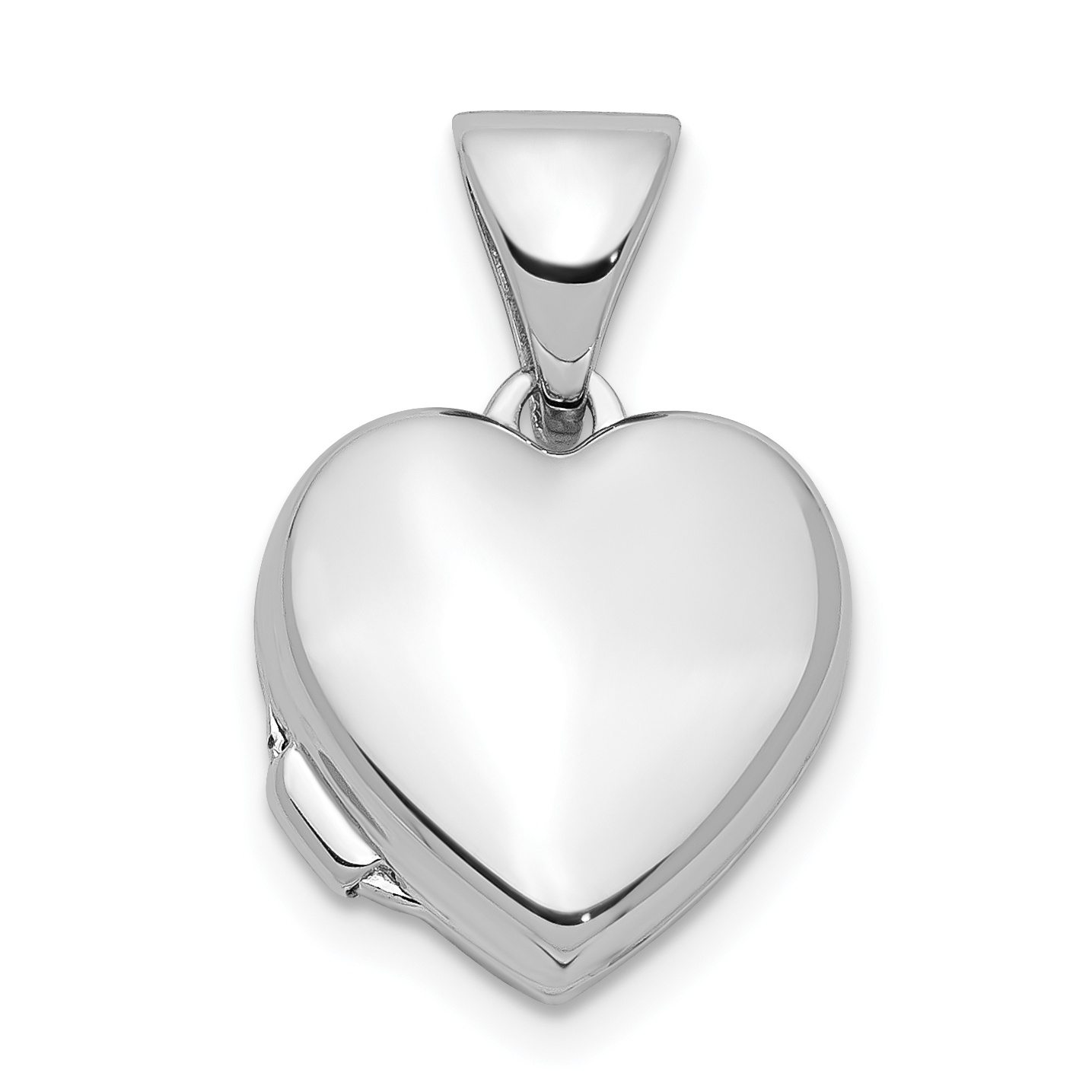 Sterling Silver Rhodium-plated Polished 10mm Heart Locket (QLS911)