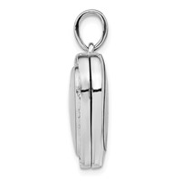 Sterling Silver Rhodium-plated CZ Border 23mm Heart Locket view 2